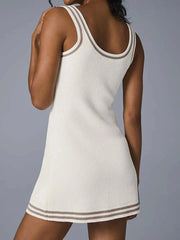 Contrast Trim Scoop Neck Knit Dress