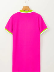 Contrast Trim Short Sleeve T-shirt Dress
