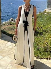 Contrast Trim Sleeveless Maxi Knit Dress