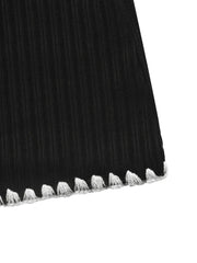 Contrast Trim Texture Long Sleeve Sweater Dress