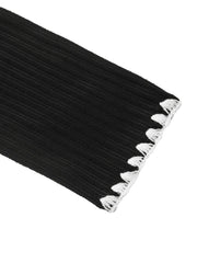 Contrast Trim Texture Long Sleeve Sweater Dress