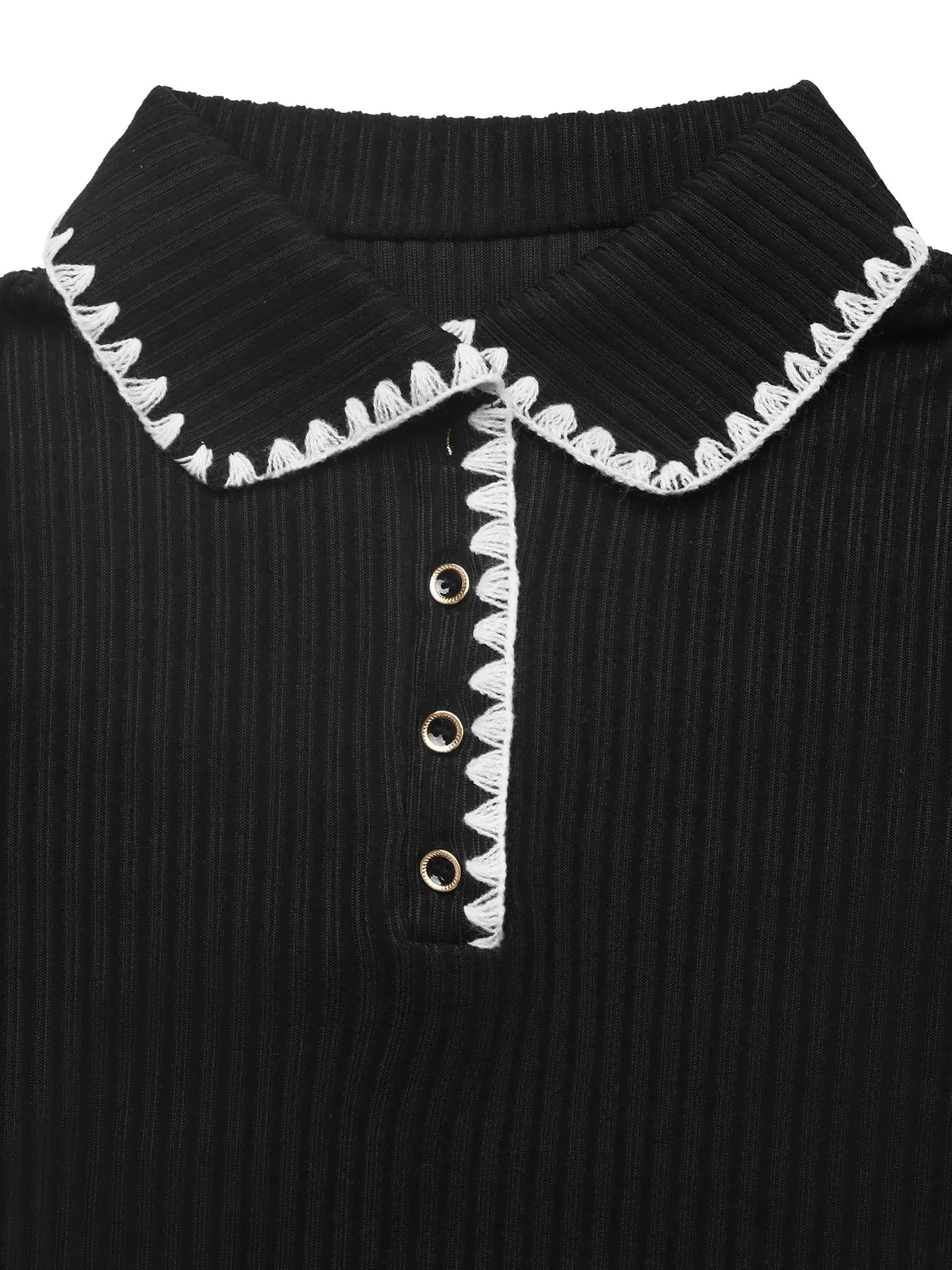 Contrast Trim Texture Long Sleeve Sweater Dress