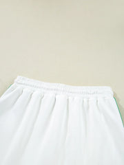 Contrast Trim Top and Mini Skirt Set