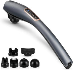 Cordless Handheld Electric Heat Massager: Luxurious Deep Kneading Tissue Massage for Full Body Pain Relief GRAY / EU Plug