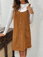 Corduroy Overall Dress with Pockets