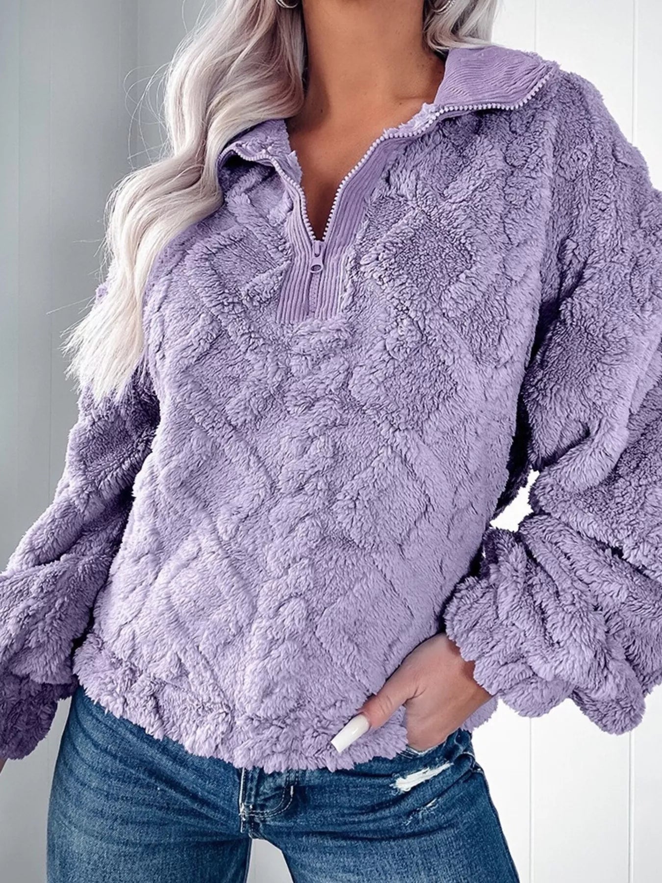 Cozy Fleece Quarter Zip Sweatshirt