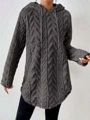Cozy Textured Drawstring Fleece Hoodie
