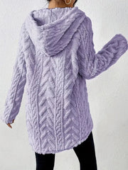 Cozy Textured Drawstring Fleece Hoodie