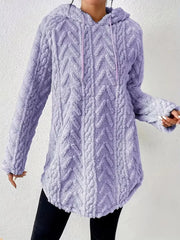 Cozy Textured Drawstring Fleece Hoodie