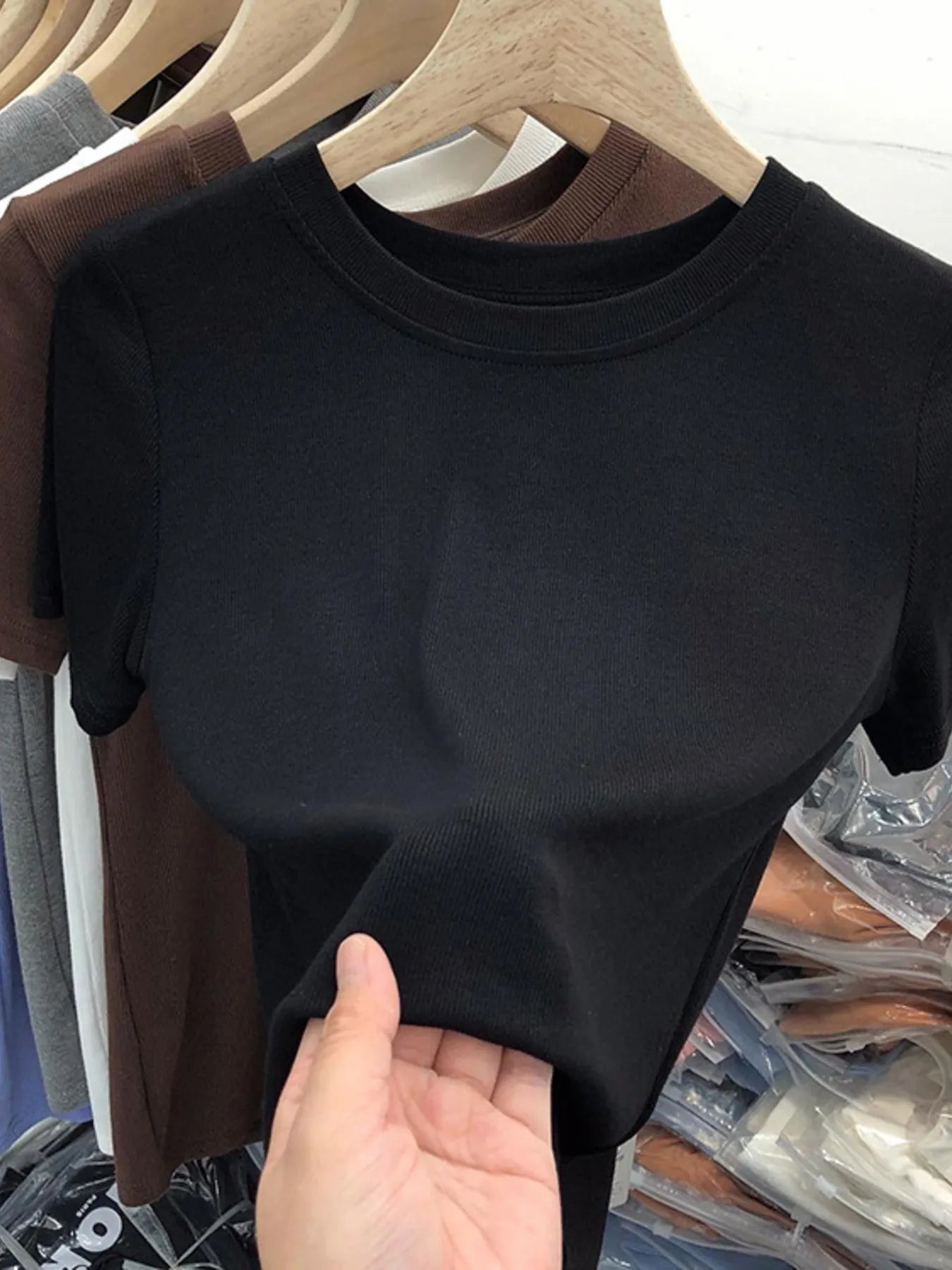 Crew Neck Short Sleeve T-Shirt Black / M