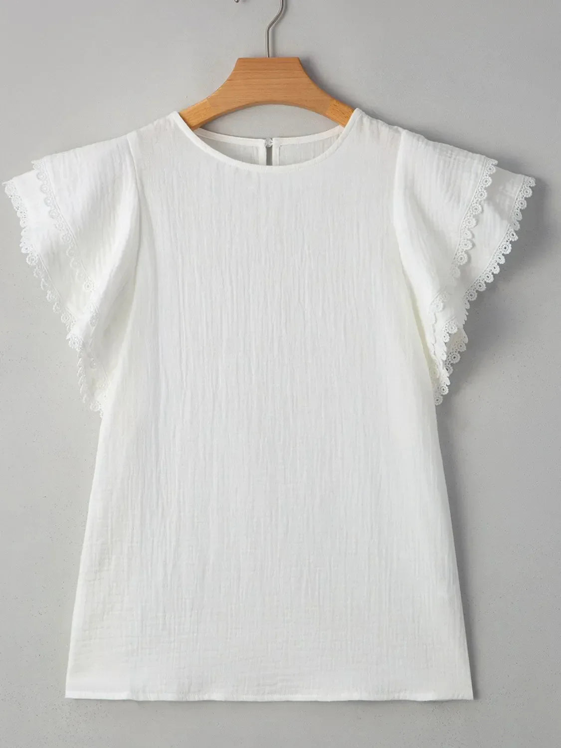 Crinkled Layered Ruffled Flutter Sleeve Blouse