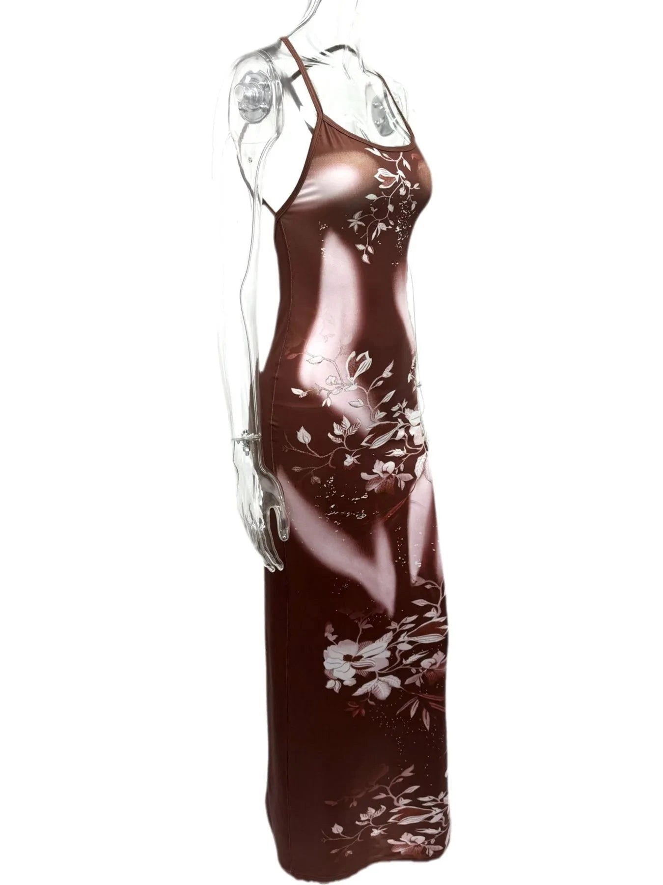 Crisscross Back Printed Maxi Dress