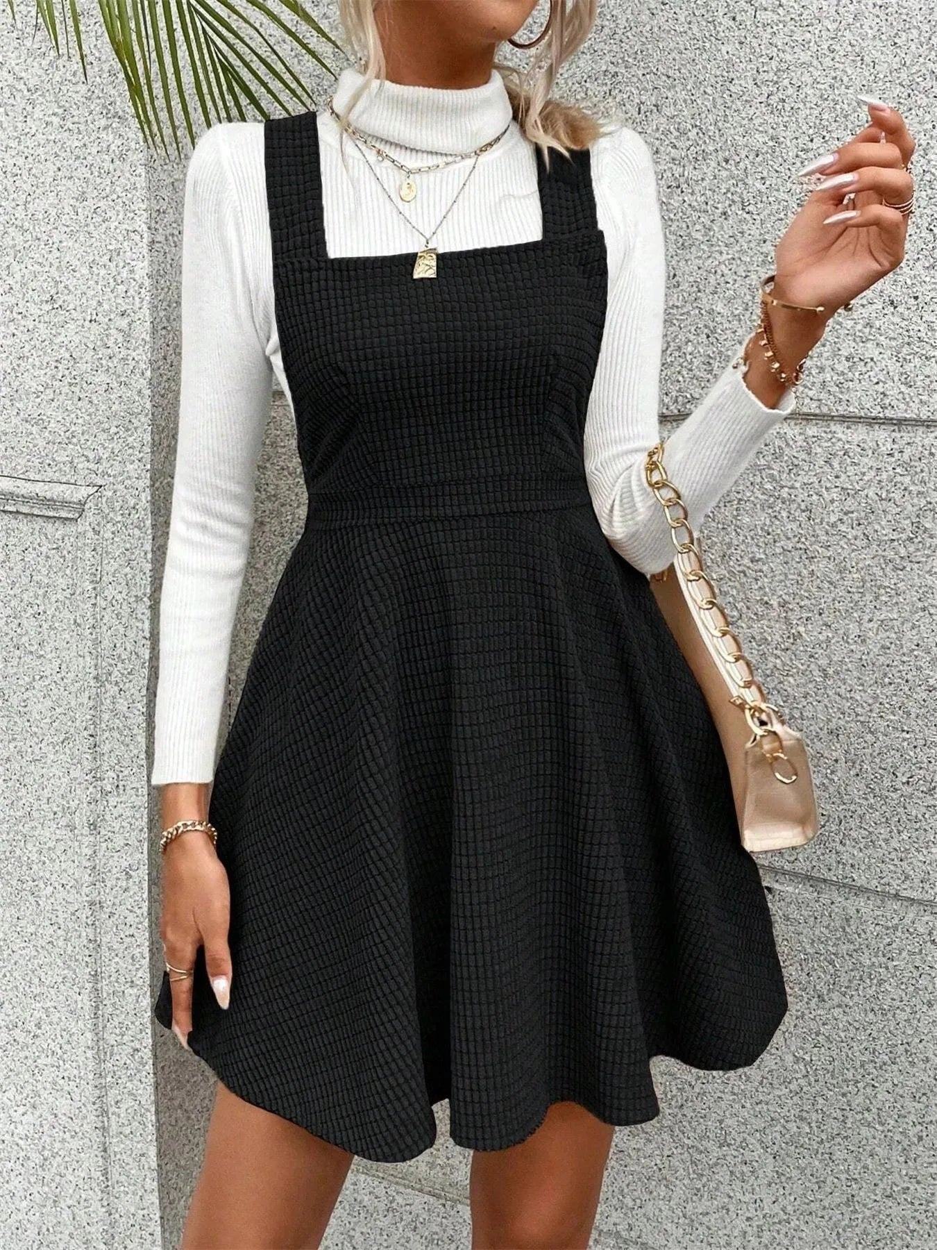 Crisscross Back Square Neck Mini Dress