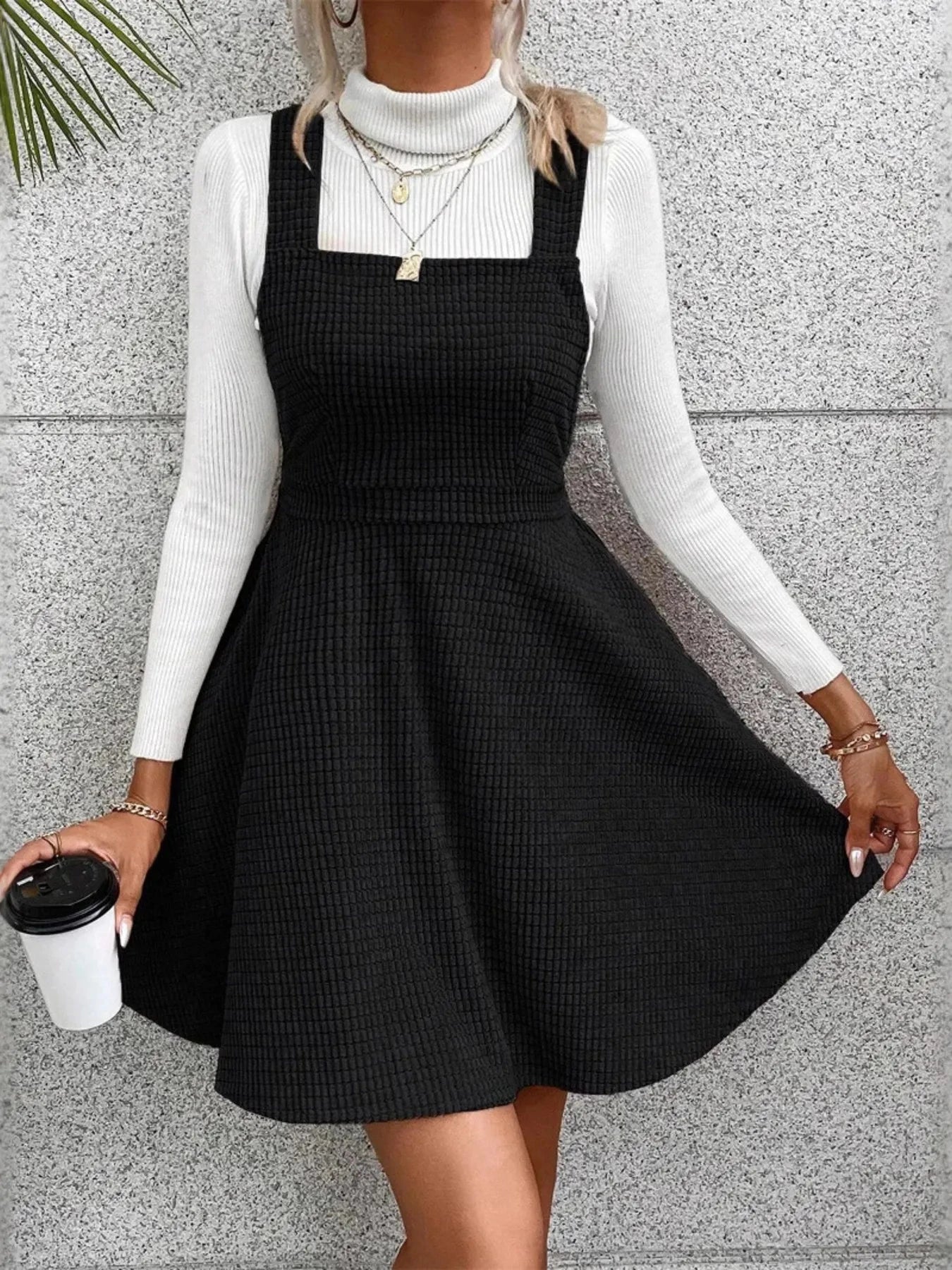 Crisscross Back Square Neck Mini Dress