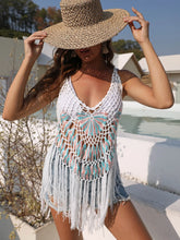 Crochet Fringe Beach Cover Up White / One Size