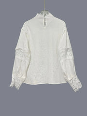 Crochet Lace Detail Long Sleeve Blouse