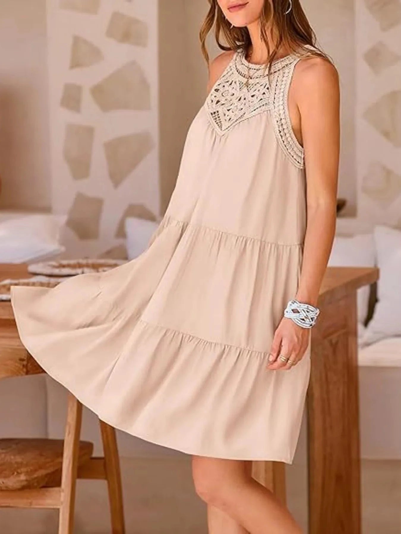 Crochet Lace Tiered Summer Dress
