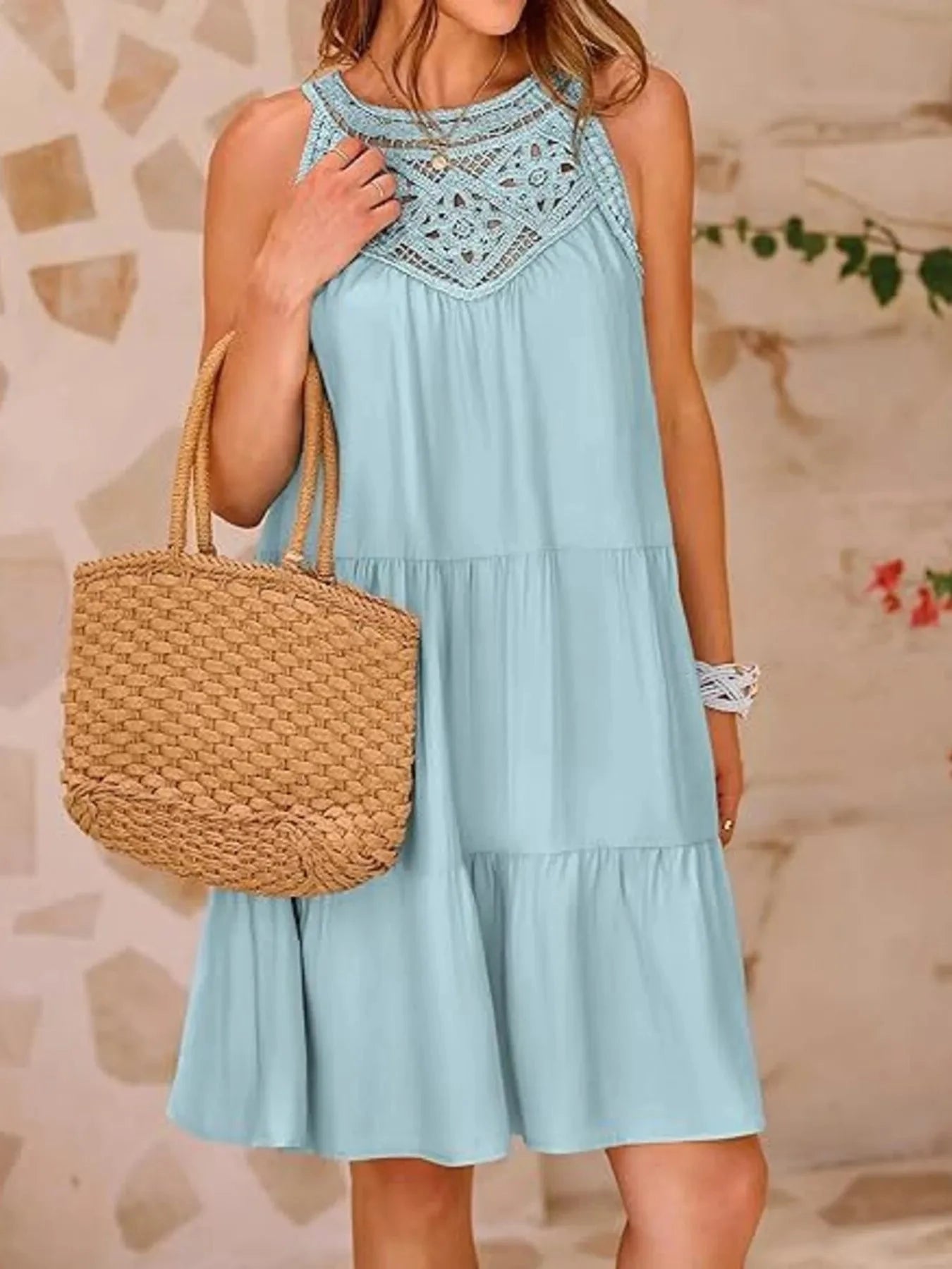 Crochet Lace Tiered Summer Dress