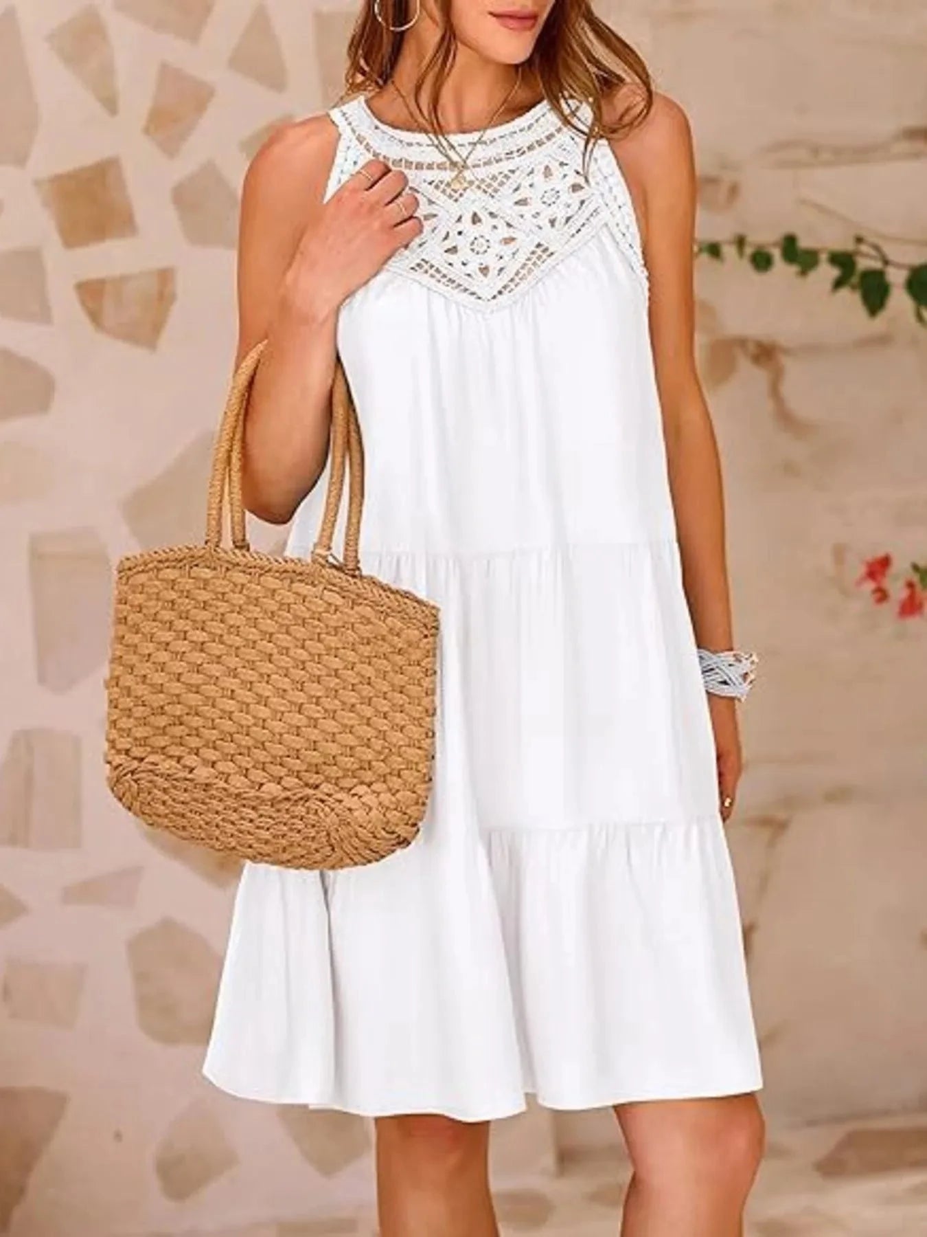 Crochet Lace Tiered Summer Dress