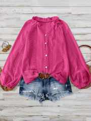 Crochet Notched Button-Front Shirt
