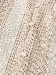 Crochet Notched Button-Front Shirt