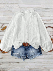 Crochet Notched Button-Front Shirt