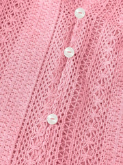 Crochet Notched Button-Front Shirt