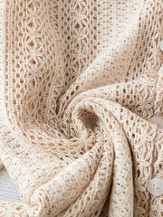 Crochet Notched Button-Front Shirt