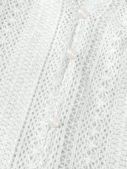 Crochet Notched Button-Front Shirt