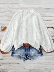 Crochet Notched Button-Front Shirt