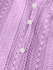 Crochet Notched Button-Front Shirt