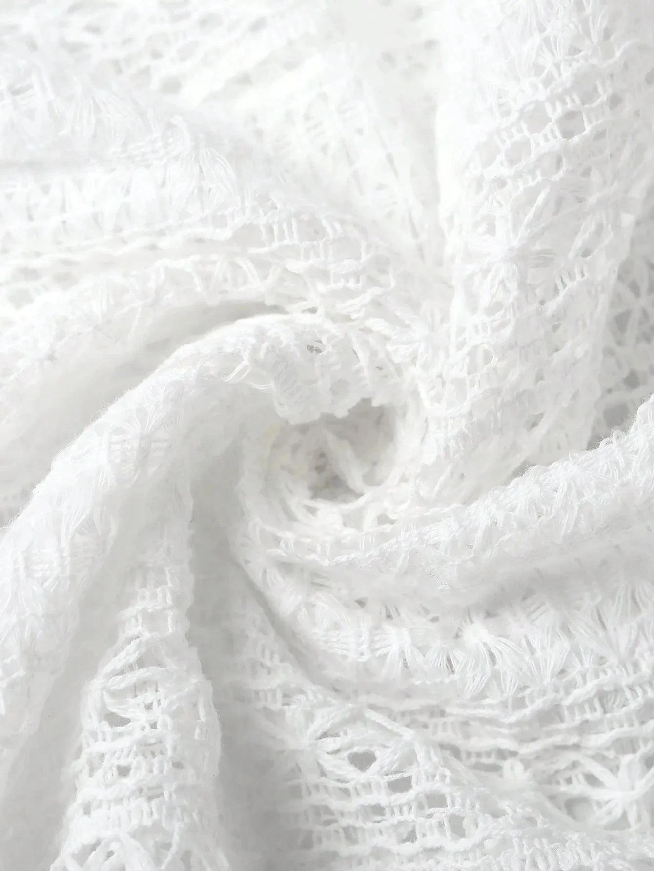 Crochet Notched Button-Front Shirt