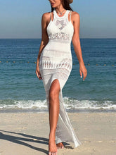 Crochet Sleeveless Split Cover-Up Maxi Dress