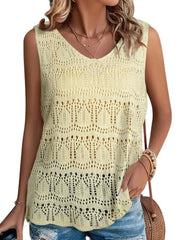 Crochet Sleeveless Sweater Vest Beige / S