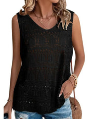 Crochet Sleeveless Sweater Vest Black / S