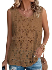 Crochet Sleeveless Sweater Vest Brown / S