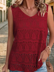Crochet Sleeveless Sweater Vest Red / S