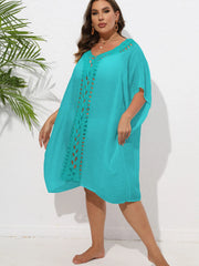 Crochet Trim V-Neck Beach Cover Up Dress