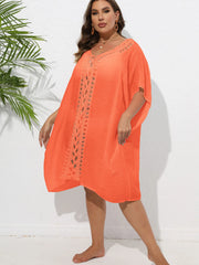 Crochet Trim V-Neck Beach Cover Up Dress