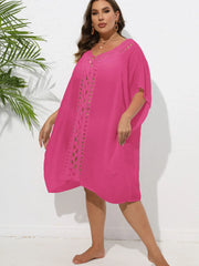 Crochet Trim V-Neck Beach Cover Up Dress