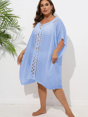 Crochet Trim V-Neck Beach Cover Up Dress