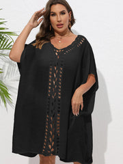 Crochet Trim V-Neck Beach Cover Up Dress