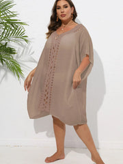 Crochet Trim V-Neck Beach Cover Up Dress