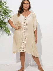 Crochet Trim V-Neck Beach Cover Up Dress