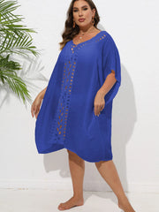 Crochet Trim V-Neck Beach Cover Up Dress