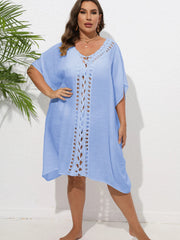 Crochet Trim V-Neck Beach Cover Up Dress
