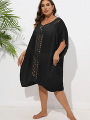 Crochet Trim V-Neck Beach Cover Up Dress