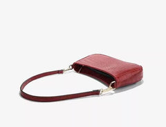 Crocodile Effect Leather Shoulder Handbag