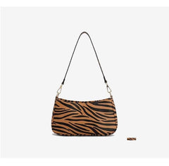 Crocodile Effect Leather Shoulder Handbag