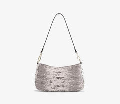 Crocodile Effect Leather Shoulder Handbag